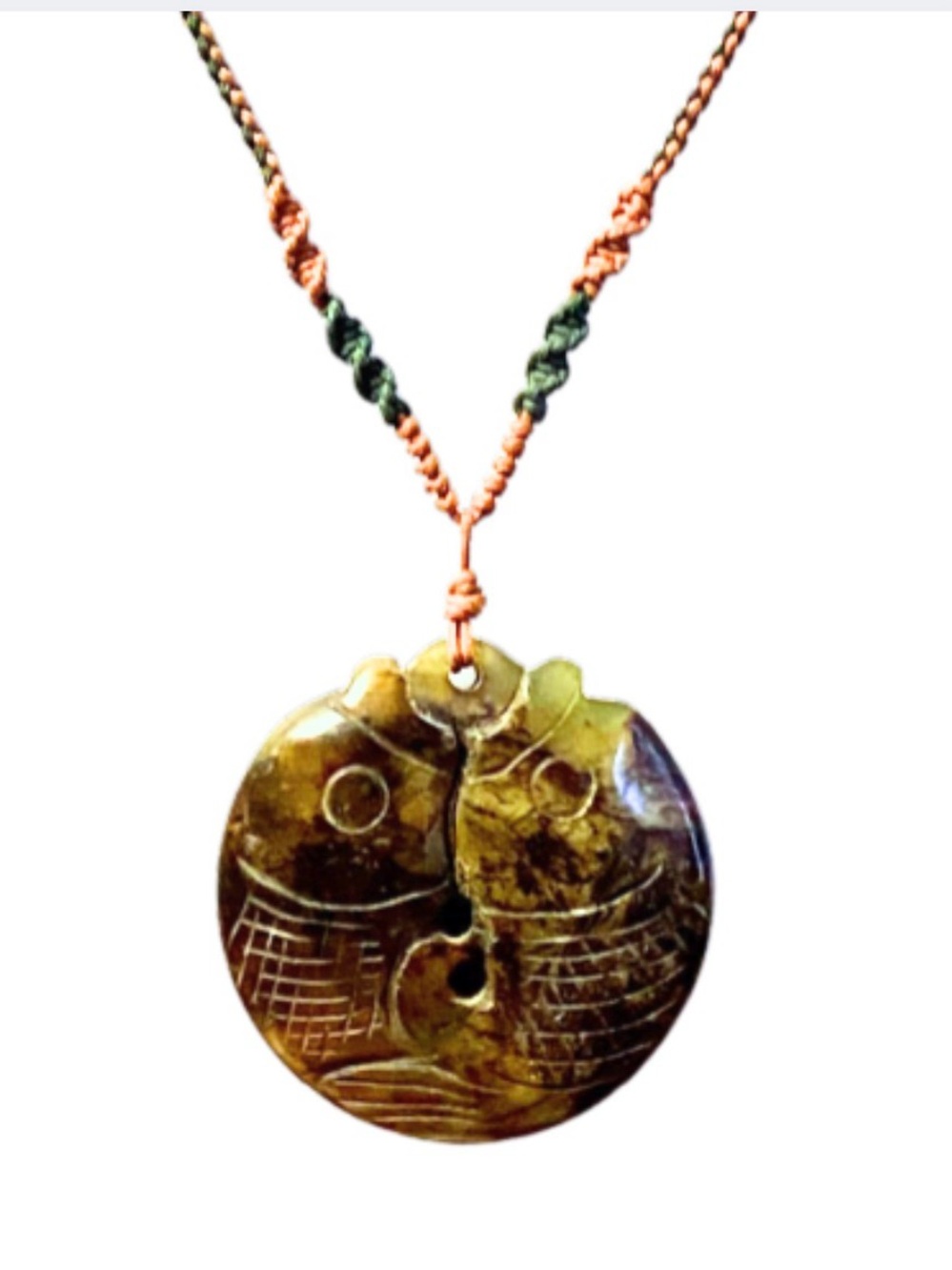 Handmade Brown Jade Stone Pendant Necklace